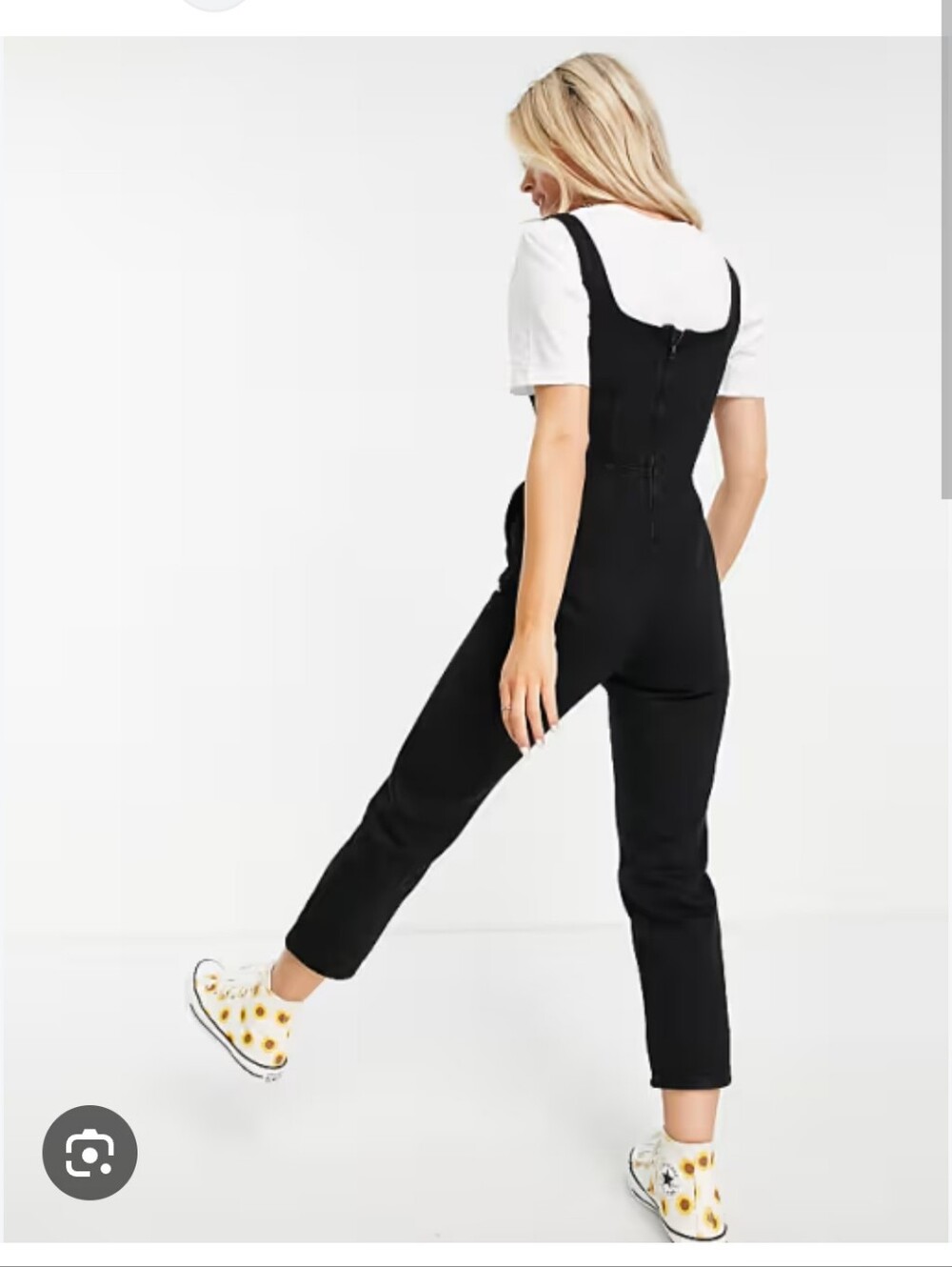 Asos Design Womens Black Denim Pant Jumpsuit Size 4 - Picture 2 of 6